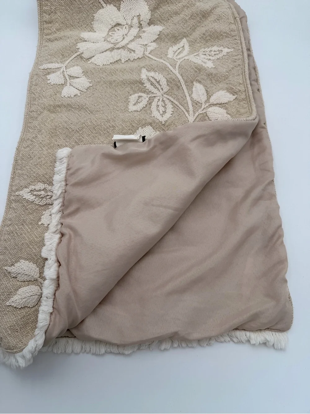 Beige Floral Table Runner 69” X 13.5”